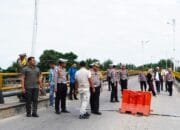 Dirlantas Polda Riau Cek Langsung Penurunan Pilar Jembatan Rokan Yang Capai 80 Cm